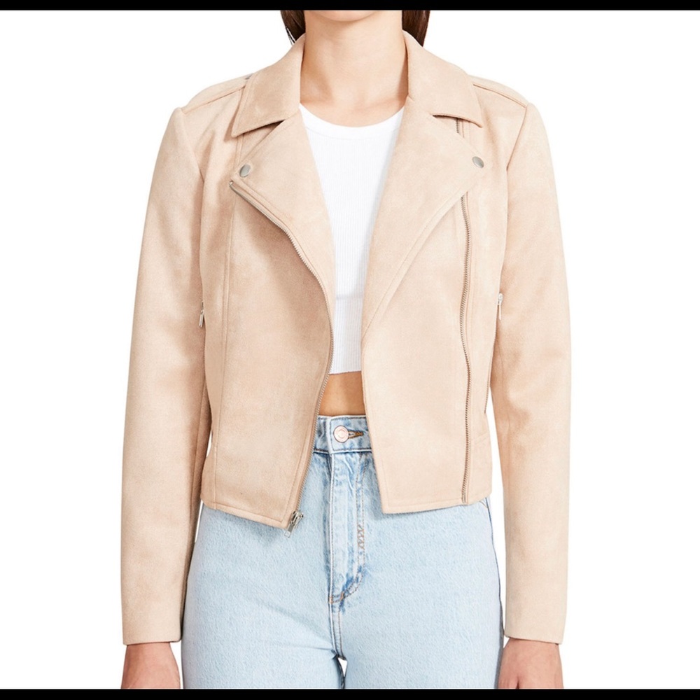 Vegan Suede Moto Jacket Tan XL